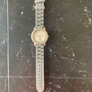 Gray Silicon Watch with Jeweled Face